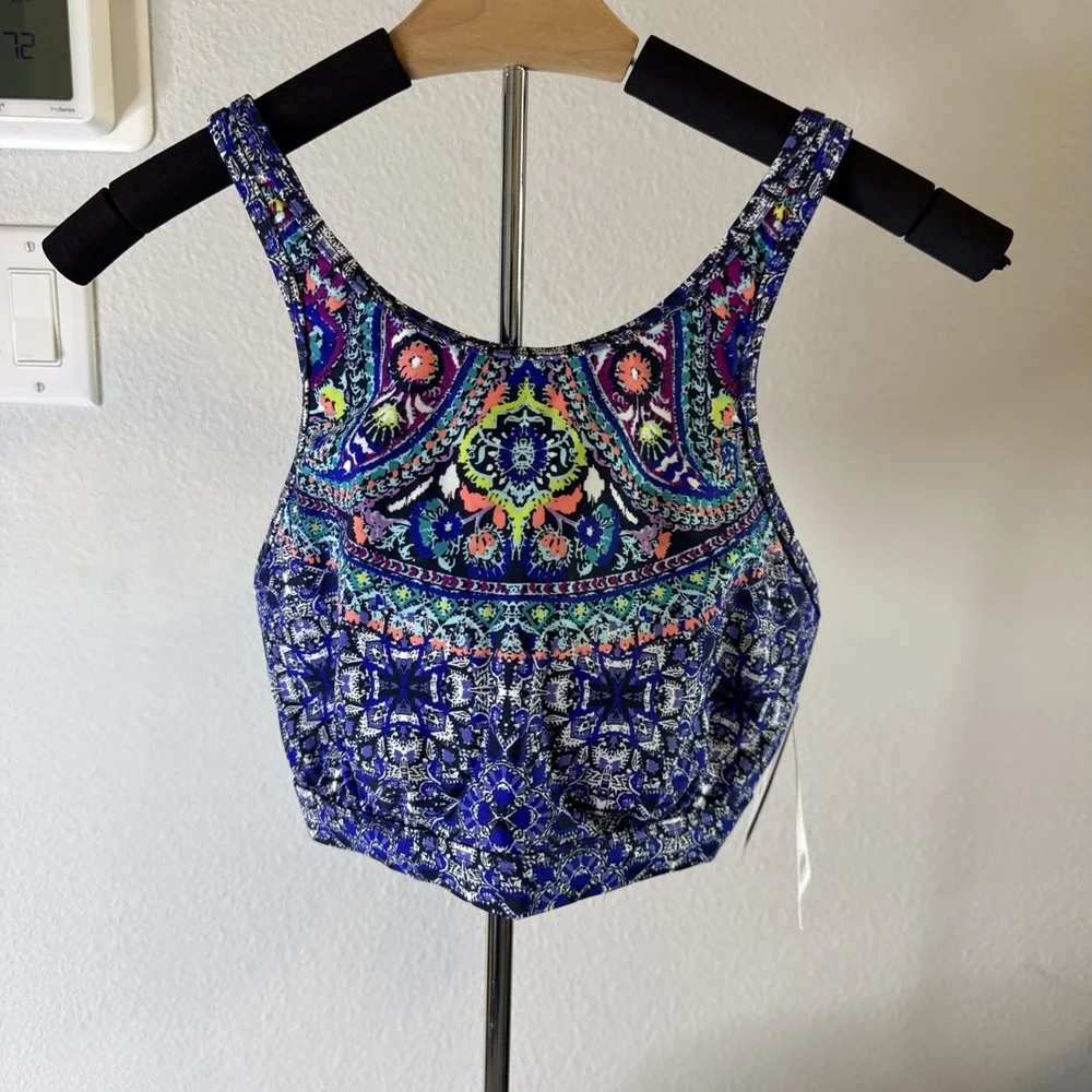 Athleta Baja Cup Bra Swim Bikini Top Women's Size 38‎ B/C Blue Boho Mosaic Print